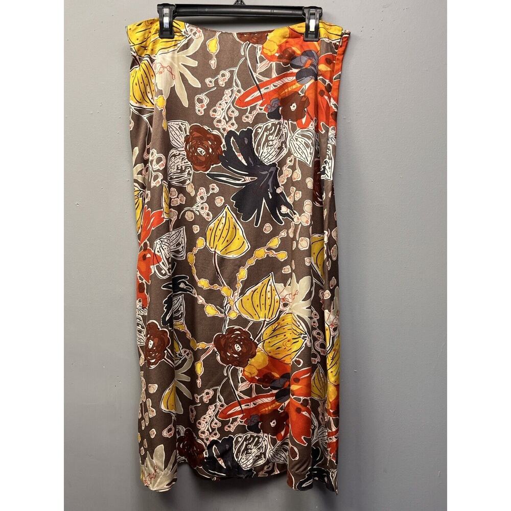 Madison‎ Hill Skirt Womens 12 Wool Blend Floral Bold Colorful Modest Side zip